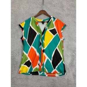 Women's XL Worthington Color Block Sleeveless Lined Pull-over Blouse